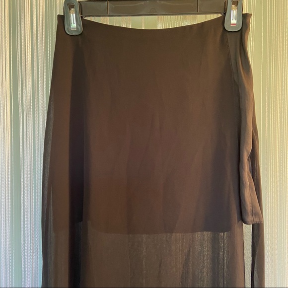 ASOS Black Chiffon High Slit Skirt Size 2 - Picture 10 of 16